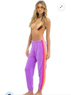 Aviator Nation 5 STRIPE SWEATPANTS - NEON PURPLE // NEON-  Sold Out!